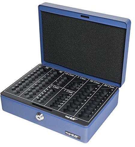 HMF 208-05 Geldkassette Euro-Münzbrett 25 x 18 x 9 cm, blau