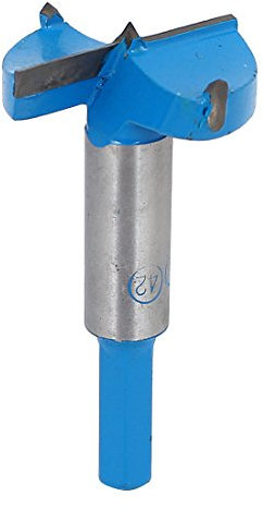 sourcing map Forstner Bohrer 42mm, Hartmetall-Holzlochsäge, Holzbearbeitung Scharnier Lochbohren Bohrer Bit Schneidwerkzeug (Grau, Blau)