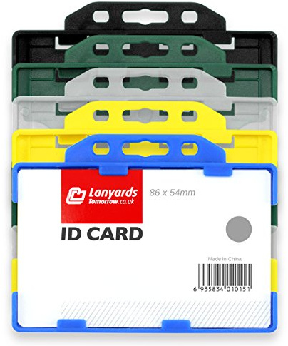 LanyardsTomorrow doppelseitig offene Hartplastik-Ausweishülle/ID-Halter, im Querformat, 9 x 6,5 cm, für 2 Karten starre Zugriffskontrolle, hält 2 Kreditkarten/Ausweise in Größe 1 Stück Schwarz