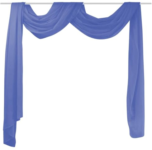 vidaXL Querbehang Fertiggardine Freihanddeko Gardine Vorhang Dekoschals Gardinenschals Deko Wohnzimmer Hochzeit Voile 140x600cm Königsblau