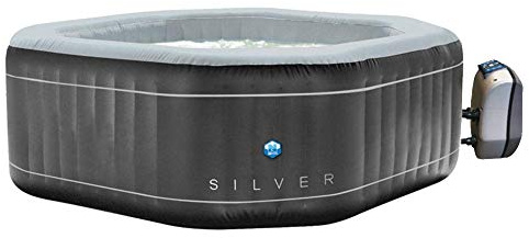 N NETSPA SPA Gonflable Octogonal Silver 5/6 Plazas Exterior, Negro