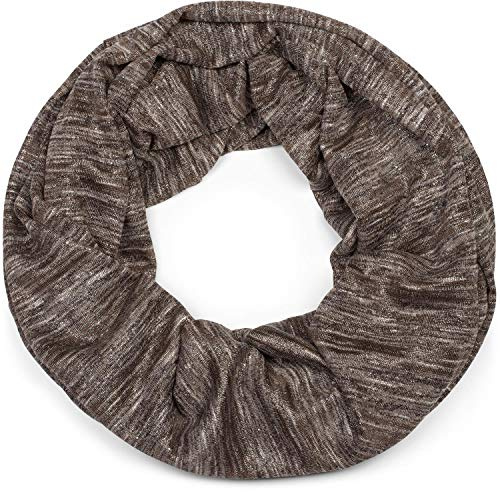 styleBREAKER: snood rond avec fil fantaisie brillant et petites paillettes, écharpe, foulard, femmes 01017078, couleur:Marron chiné