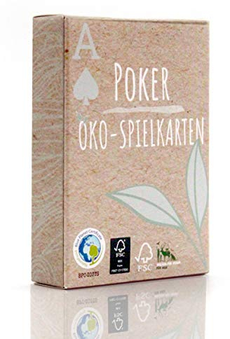 Öko Poker Kartenspiel, nachhaltig + ökologisch, Pokerkarten aus Spielkarten Karton für die Umwelt (1x, Karten in Faltschachtel)