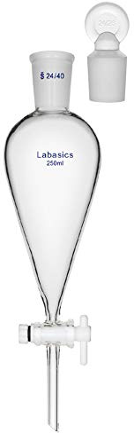 Labasics 250ml Embudo Separador Cónico de Vidrio de Borosilicato con Tapón de Vidrio, Separatory Funnel Embudo de Laboratorio - 250ml