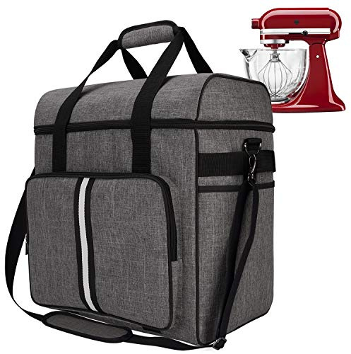 BAGLHER Kitchen Mixer Storage Bag with Zippered Water Resistant Thicken Storage Shoulder Bag for All 6-8 Quart Kitchen Mixers, 15”x10.5”x17”,Grey
