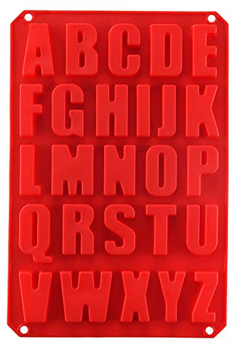 Alphabet Silicone Moulds - 26 Letters Nonstick Silicone Muffin Pan Handmade Soap Moulds Chocolate Biscuit Ice Cube Tray DIY Baking Mold for Birthday Party Family Gathering