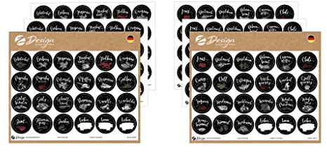 AVERY Zweckform 144 Gewürzaufkleber im Set (runde Gewürzetiketten, Gewürzbeschriftung für Küche, Gewürzgläser, Gewürzdosen, Regale, selbstklebend, beschriftbar, ölabweisend, wasserfest)