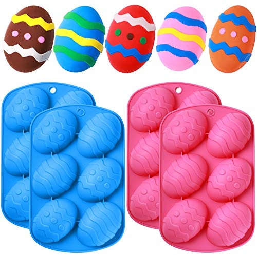 4 Pieces Easter Egg Shaped Silicone Cake Mold Easter Candy Cookie Mould Silicone Baking Mold for Making Cake Decorating, Chocolate, Candy, Baking Pan
