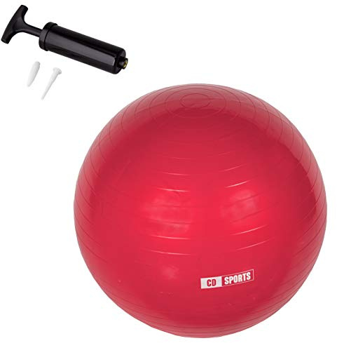 Calma Dragon Pilates Ball 55cm / 65cm / 75cm Durchmesser, Schwangerschaftsball, Fitball, inklusive Aufblasgerät, Großer Ball für Yoga, Gymnastik, Fitness (Rot, 75)