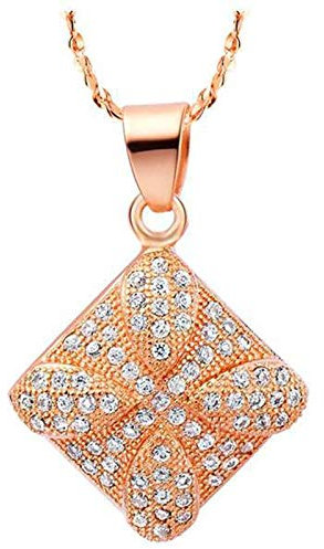 Banemi Süße Ketten, Kette Damen Rosegold Weiß Platz Zirkonia Halskette mit Anhänger für Sie Zu Weihnachten, Valentinstag