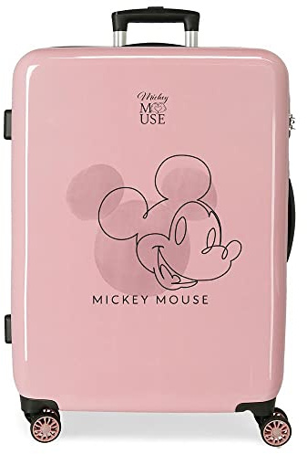 Disney Mickey Outline Koffer, mittelgroß, Rosa, 48 x 68 x 26 cm, starr, ABS-Verschluss, integriert, 70 l, 3 kg, 4 Räder, Tailla unica