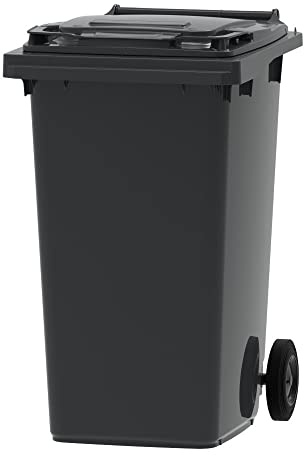 ESE France Conteneur Poubelle à déchets 2 roues - 240L - Robuste et Économique - 100% Recyclé - Gris - Fabriqué en France