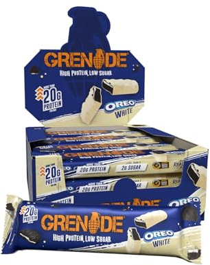 Grenade Barra de Proteína Baja en Azúcar - Sabor OREO White, 12 x 60 g