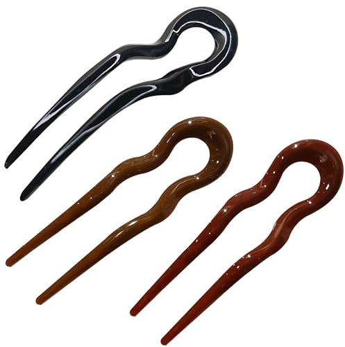 3 Stücke im Französischen Stil U-Förmige Haarnadelgabeln, U-förmige Haarnadelgabeln, 2-Zinken-Haarnadel für Hochsteckfrisuren, Haarstäbchen für Hochsteckfrisuren, Damen-Haarspangen