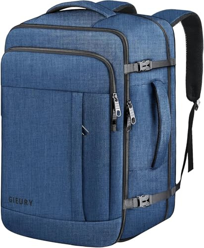 Gieury Handbagage ryggsäck, 40–50 l reseryggsäck, expanderbar bagageryggsäck för män och kvinnor, BLÅ, XL, Handbagage