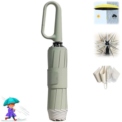 behound Ring Buckle Umbrella,Reflective Safety Strip,Sturdy Windproof,Travel Portable,Travel Umbrella Compact,Compact Umbrella Windproof,Reverse Automatic Umbrella,Portable Folding Umbrella (Green)