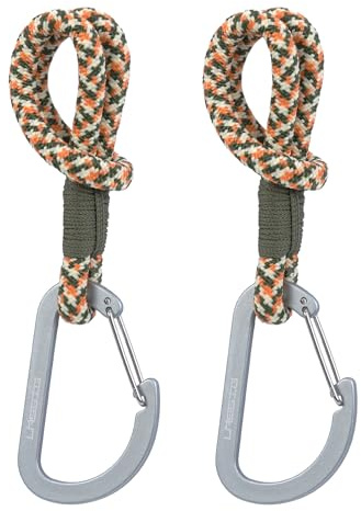 LÄSSIG Fixation pour poussette (2 pcs.) Mousqueton Crochet pour poussette Crochet pour faire les courses/Stroller Hooks Cord olive/red/vanilla