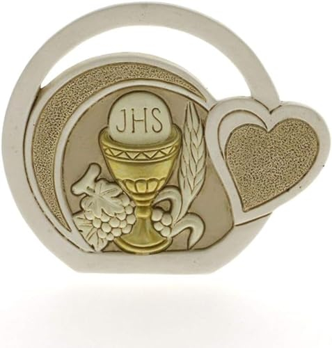 PuntoCasaStore Lote de 11 íconos de resina con forma de esfera de corazón con cáliz de comunión de 8 x 7 cm para bomboneras de primera comunión