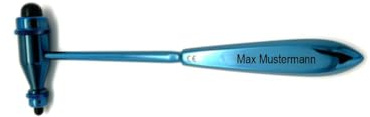 Edelstahl Reflexhammer nach Trömner - blau hochglanz mit individueller Gravur