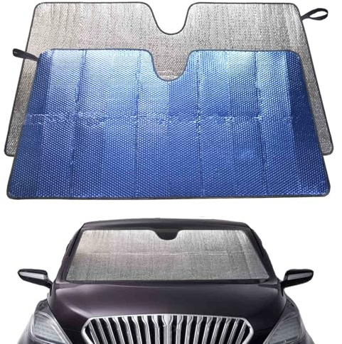 Auto Sonnenschutz Frontscheibe, 130 x 65 cm, Sonnenschutz Auto Windschutzscheibe, Faltbar, Reflektierend, UV-Schutz, Blau