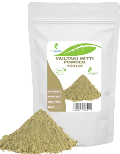 Multani mitti clay - 200 gr - Gör-det-själv-ansiktsmasker, kroppsmask, hårmask, mjuk peeling och skrubb, tvåltillverkning, anti-åldring och uppstramande av huden, naturligt och kemiskt fri