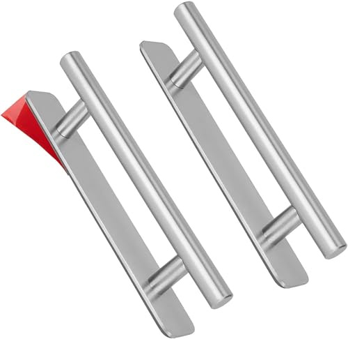 Självhäftande möbelhandtag, rostfritt stål skåphandtag, utan borrhandtag, aluminium skåphandtag, 150 mm lådhandtag, dörrhandtag, för balkongdörr, skjutdörrar, köksskåp, silver, 2 stycken