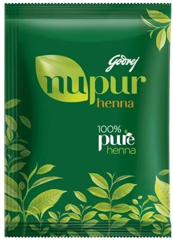 Godrej Nupur Heena Hair Colour 120g – 100% Pure Henna Powder for Natural Hair Color, Enriched with 9 Herbs, Conditions & Strengthens Hair (Henna, Pack of 1)