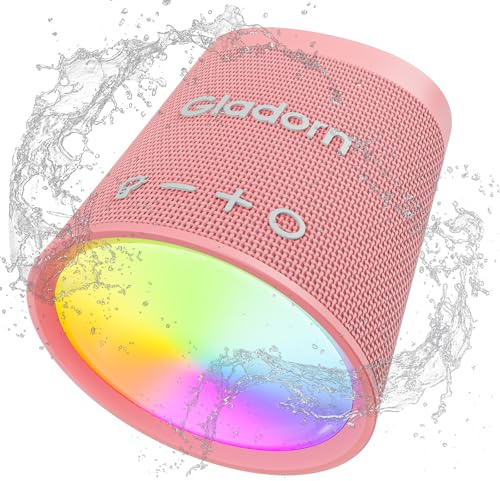 Gladorn Enceinte Bluetooth Portable sans Fil, 20H d'Autonomie, Lumières RGB, Couplage Stéréo, Basses Puissants, Imperméable IPX6, Bluetooth 5.3, Idéal pour Maison, Fêtes, Extérieur, Camping et Cadeau
