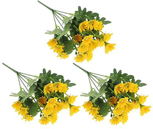 PRETYZOOM 3pezzi Bouquet Di Margherite Artificiali Decorazioni Floreali Finte Per Casa Accessorio Per Scena Del Matrimonio e Foto