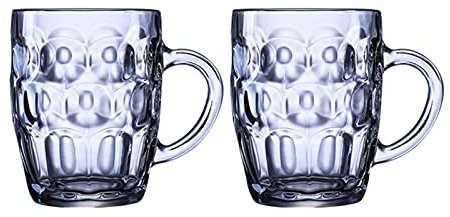 MRKU Bierbecher, Biergläser mit Henkel, 550 ml Glaskrüge, traditionelles Bierkrug-Gläser-Set, Kaffee-Trinkgläser für den alltäglichen Gebrauch, 2er-Pack, Bierkrug