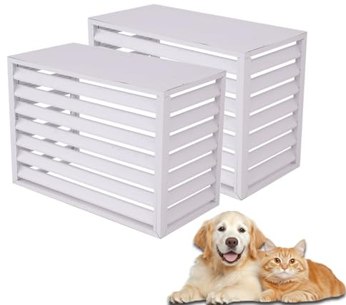 Cubre Aire Acondicionado Exterior, Valla de Privacidad con Contraventanas, Caja para Bote de Basura, Antirrobo(White,110x60x80cm/43x24x32in)