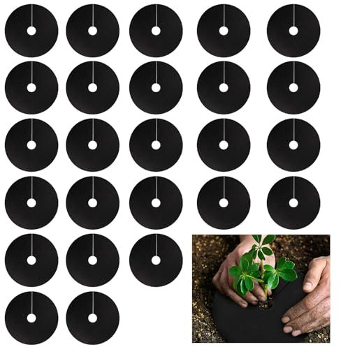 Lot de 25 colliers de chou, anneaux ronds de paillage pour plantes dissuades, mouches racines, escargots, mauvaises herbes, parterres de fleurs, rétention d'humidité du sol (25 cm)