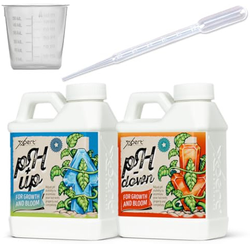 Xpert Nutrients Limited Edition, 2-pack, PH Down 250 ml och PH Up 250 ml regulatorer + pipett och mätkopp + För alla typer av substrat och för alla typer av odling