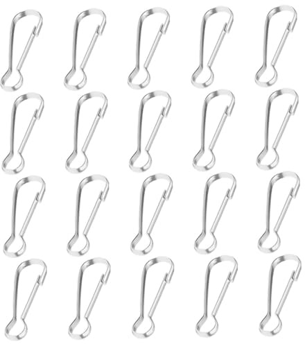 POPETPOP 20pcs Stainless Steel Hook Flagpole Snap Clips Spring Lanyard Clips for Flag Pole Hardware Attach Flags Hooks to Halyard Rope