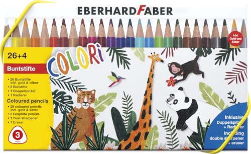 EBERHARD FABER - Buntstifte Set Colori 30-teilig | Malset mit Anspitzer und Radierer für Kinder ab 3 Jahren