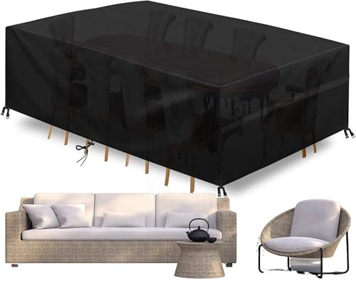 Senshi Japan Universal Outdoor Garden Furniture Cover, Anti-UV Waterproof Fabric, For Rattan Patio Furnture Set, Tables and Chairs Rectangular (115x170x70cm)