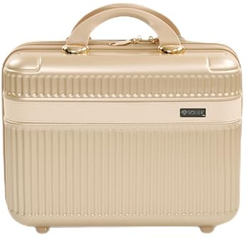 Solier Beauty Case – Kosmetikkoffer mit ABS-Hartschale, Tragegriff und Organizer – Kompakter Schminkkoffer für Reisen (Gold, 14')