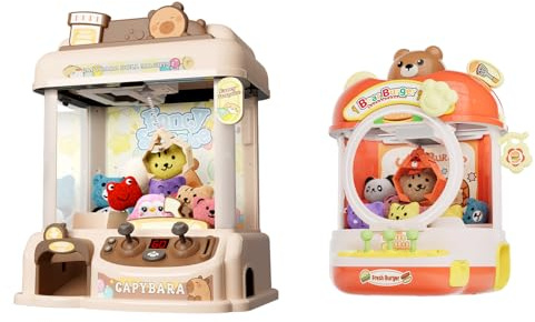 Claw Machine for Kids, Mini Vending Machine for Age 3+, Toy Claw Machines with Plush and Squishy Prizes for Girls, Candy Grabber Dispenser Toy for Boys, Birthday Gifts for Kids Age 3-8