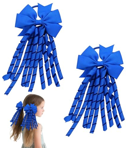 2 Pcs Accesorios Para El Cabello En Espiral Lazos, Lazos con Borlas, Decoraciones De Peinado para Niños para Escuela, Baile de Graduación (Azul)