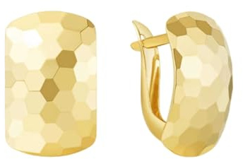 KnSam Orecchini a cerchio in oro giallo 18 carati Au750, con motivo a nido d'ape miele, stile Liberty, oro 750