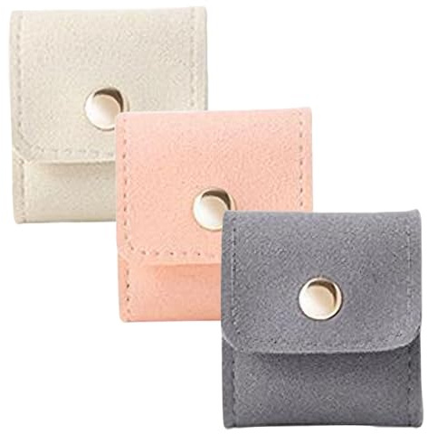 Borsa per gioielli da viaggio, 3 borse per gioielli da viaggio Mini custodia portatile pieghevole con 4 tasche e fibbia per anelli, collane, orecchini, bracciali