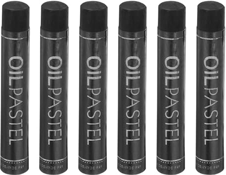sourcing map 6 PCS Oil Pastels, Soft Oil Chalk Pastels Crayons 11x70mm for Art Painting Drawing Blending, Color Crayons for Art Supplies Beginners, Black