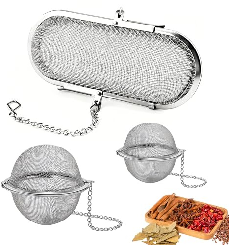 Lot de 3 passoire à thé en Acier Inoxydable,Passoire à Epices,Boule A Thé,Boule à Epices Ovale,Infuseur à Thés avec Chaîne,AdaptéE Au thé En Feuilles Et à La Cuisine Quotidienne