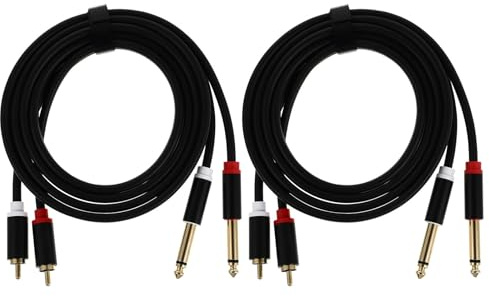 NOLITOY Cavo Audio 2 Pezzi 15m Doppio Rca Maschio a Doppio Jack 635Mm Maschio Resistente Lega di Alluminio Filo Schermato Bassa Resistenza per Mixer Amplificatore e Registratore