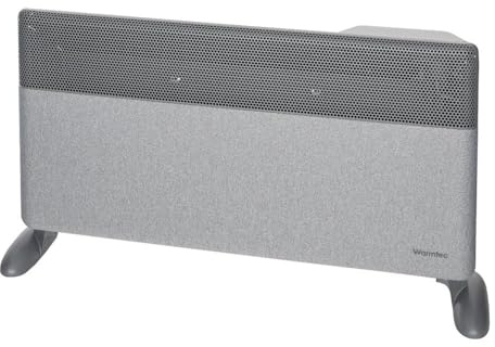 WARMTEC Elektroheizung Konvektor 2000W Inverter - Energiesparend Elektroheizkörper Wandmontage und Mobil - Smart Heizung mit WLAN und Thermostat - Timer, IP24-Schutz und Stoff-Front - Grau