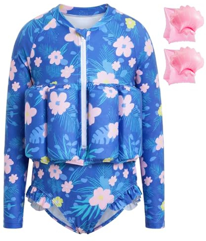 Summshall Maillot de bain pour bébé fille avec flottaison pour enfant - Aide à la natation - Maillot de bain à manches longues - Maillot de bain une pièce