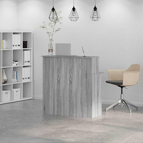 Eleganz Empfangstheke Grau Sonoma 100x50x103,5 cm - Arbeitsplatz Großraumbüro aus Holzwerkstoff - Langlebig & Modern - Perfekte Lösung für Empfangsbereiche