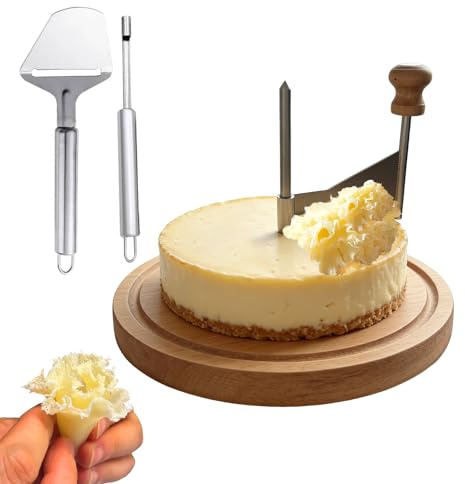 Cheese Cruler Wheel for Chocolate and Tête de Moine, Cheese Curler & Girolle Shaver with Sharp Blade, Wood Base, Easy to Make Cheese Cruls, Suitable for Home, Parties, Dessert Shops