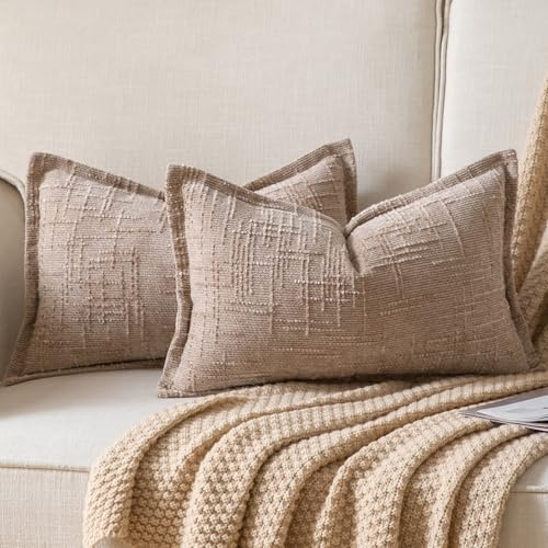 Yaertun Chenille Kissenbezug 30x50 2er Set Broadside Designs Kissenbezüge weicher gemütlicher Samt Kissenhülle Sofakissen Couchkissen Dekokissen Zierkissenbezug Schlafzimmer Wohnzimmer Kamel