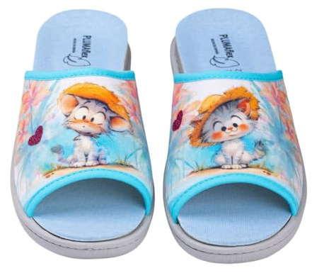 PLUMAFLEX 2186636 Zapatilla DE CASA Abierta Mujer Celeste 36